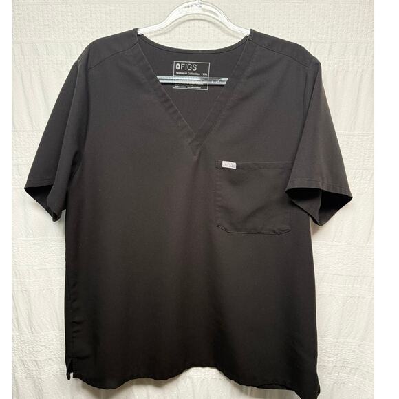 Figs Tops - Figs Technical Collection Casma V-Neck Scrub Top, Black, Size XXL